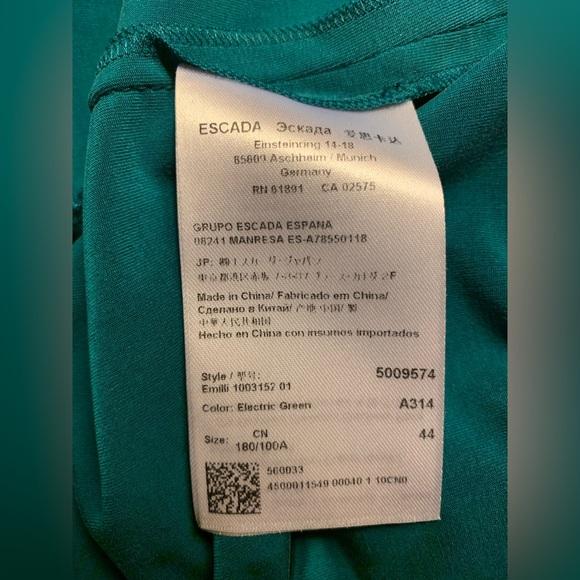 NWT Escada Dress: Teal, Draped Ruched Front, Stretchy Waist, Pull On. EU Size 44 - Picture 5 of 12